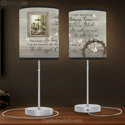 I Still Believe In Amazing Grace The Old Rugged Cross Large Table Lamb Art - Christian Bedroom Decor - Religious Wall Decor