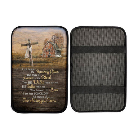 I Still Believe In Amazing Grace Wooden Cross Car Center Console Cover, Religious Car Interior Accessories