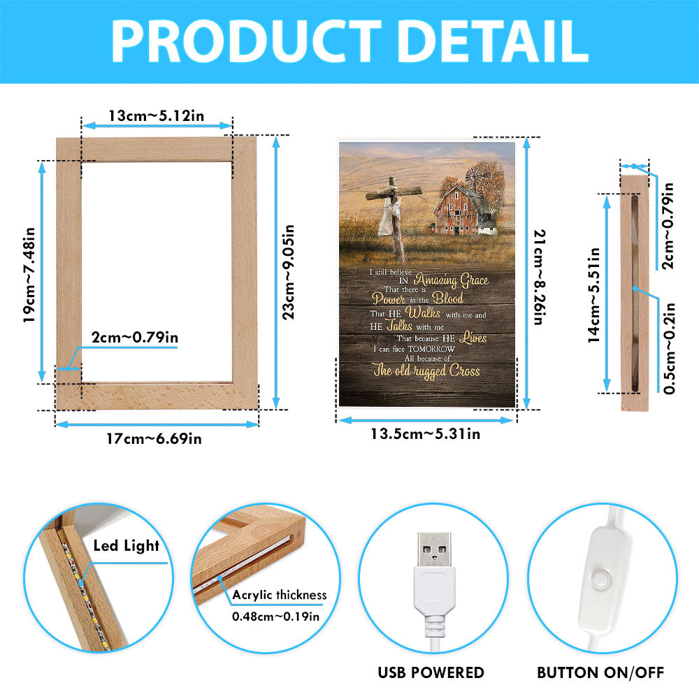 I Still Believe In Amazing Grace Wooden Cross Frame Lamp Art - Bible Verse Art - Christian Inspirational Decor