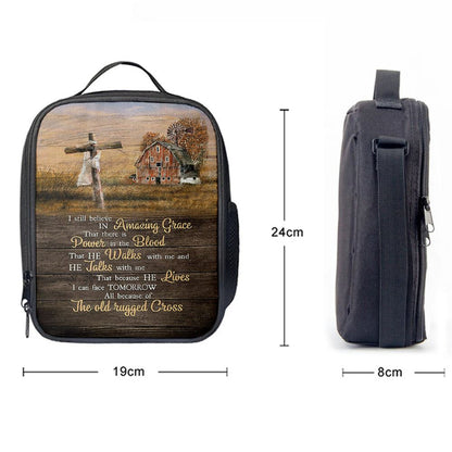 I Still Believe In Amazing Grace Wooden Cross Lunch Bag, Christian Lunch Bag, Religious Lunch Box For School, Picnic