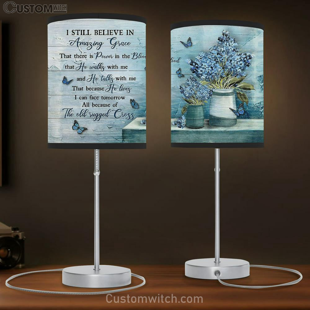 I Still Believe In Grace Baby Flower Vase Blue Butterfly Table Lamb Gift - Bible Verse Table Lamb - Religious Bedroom Decor