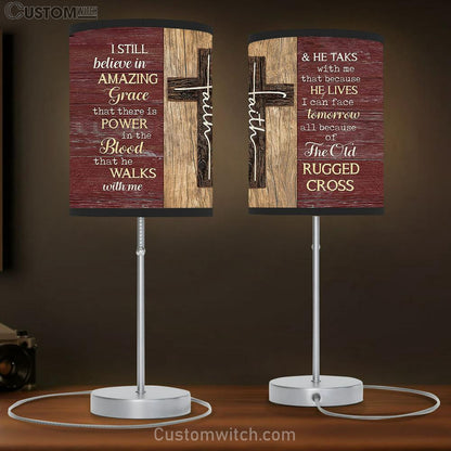 I Still Believe In Grace Cross Table Lamb Gift - Bible Verse Table Lamb - Religious Bedroom Decor