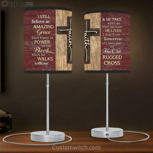 I Still Believe In Grace Cross Table Lamb Gift - Bible Verse Table Lamb - Religious Bedroom Decor
