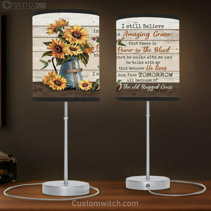 I Still Believe In Grace Sunflower Wooden Cross Table Lamb Prints - Religious Table Lamb Art - Christian Home Decor