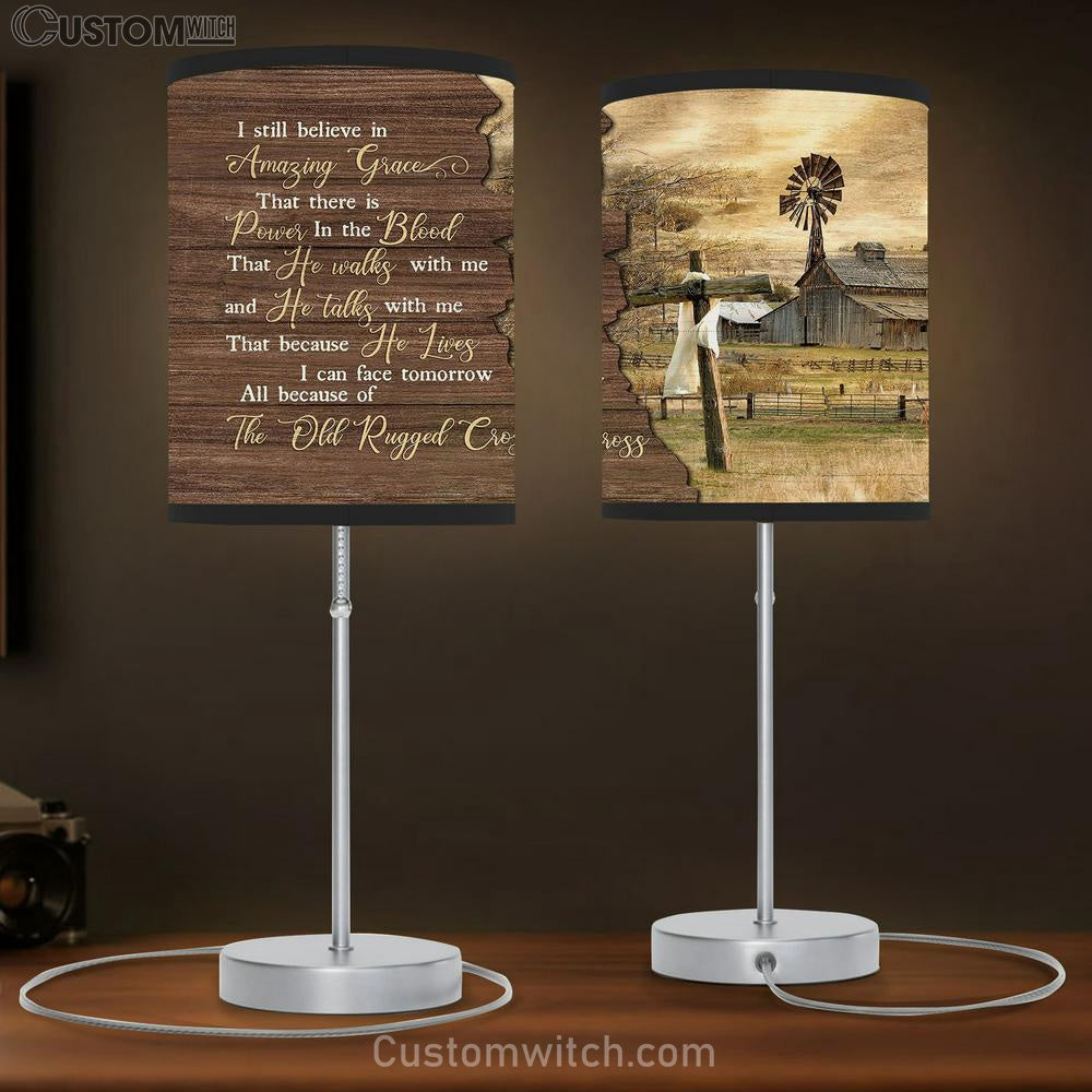 I Still Believe In Grace Tranquil Farm Wooden Cross Table Lamb Prints - Religious Table Lamb Art - Christian Home Decor