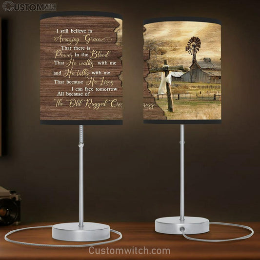 I Still Believe In Grace Tranquil Farm Wooden Cross Table Lamb Prints - Religious Table Lamb Art - Christian Home Decor