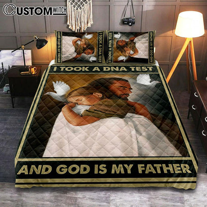 I Took A Dna Test And God Is My Father Quilt Bedding Set Bedroom - Jesus Hugs The Little Girl Cover Twin Bedding Quilt Bedding Set - Religious Quilt Bedding Set Prints