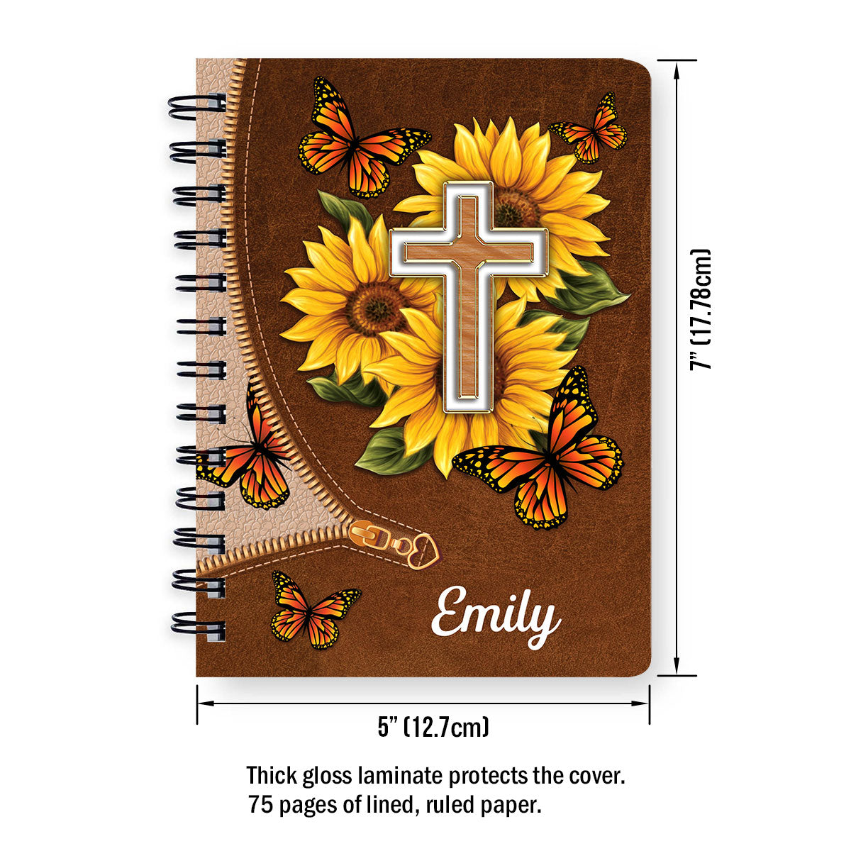 I Will Be Glad And Rejoice In You Personalized Sunflower Spiral Notebook, Christian Spiral Notebooks