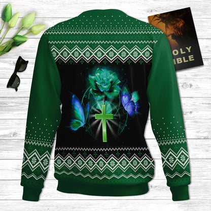 I Will Bless The Lord At All Times Psalm 341 Ugly Christmas Sweater - Christian Unisex Sweater - Religious Christmas Gift