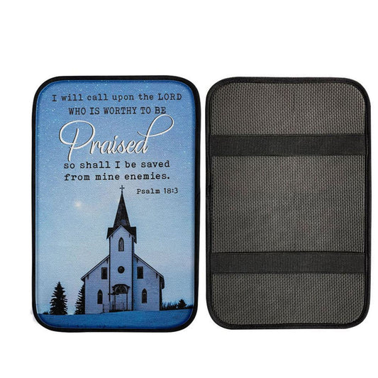 I Will Call Upon The Lord Country Church Car Center Console Cover, Religious Car Interior Accessories