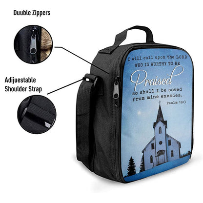 I Will Call Upon The Lord Country Church Lunch Bag, Christian Lunch Bag, Religious Lunch Box For School, Picnic