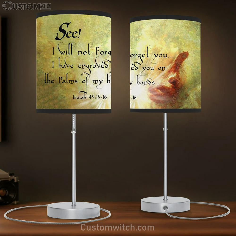 I Will Not Forget You Isaiah 4915-16 Bible Verse Table Lamb Gift - Christian Bedroom Decor