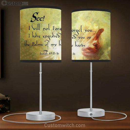 I Will Not Forget You Isaiah 4915-16 Bible Verse Table Lamb Gift - Christian Bedroom Decor