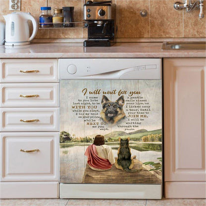 I Will Wait For You Dishwasher Cover, German Shepherd And Jesus Dishwasher Stickers, Bible Verse Kitchen Decor