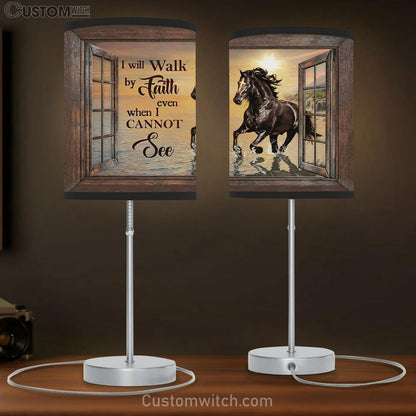 I Will Walk By Faith Black Horse Sunset Lamb Gift Table Lamb - Christian Lamb Gift - Religious Art