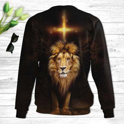 I Will Walk By Faith Even When Cannot See Lion Ugly Christmas Sweater - Christian Unisex Sweater - Religious Christmas Gift