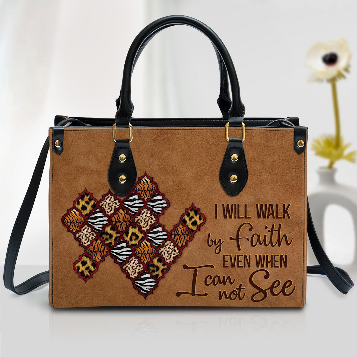I Will Walk By Faith, Meaningful Leather Bag, Christian Pu Leather Bags For Women
