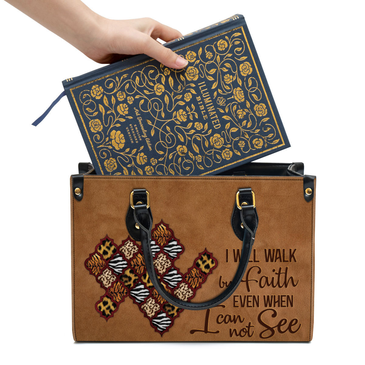 I Will Walk By Faith, Meaningful Leather Bag, Christian Pu Leather Bags For Women