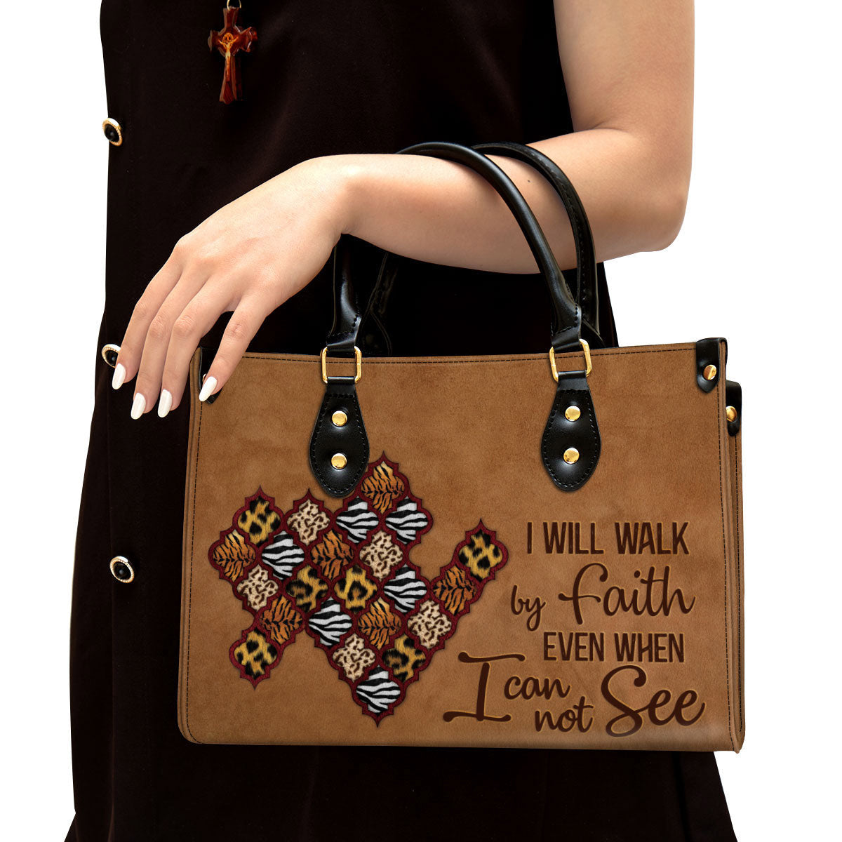 I Will Walk By Faith, Meaningful Leather Bag, Christian Pu Leather Bags For Women