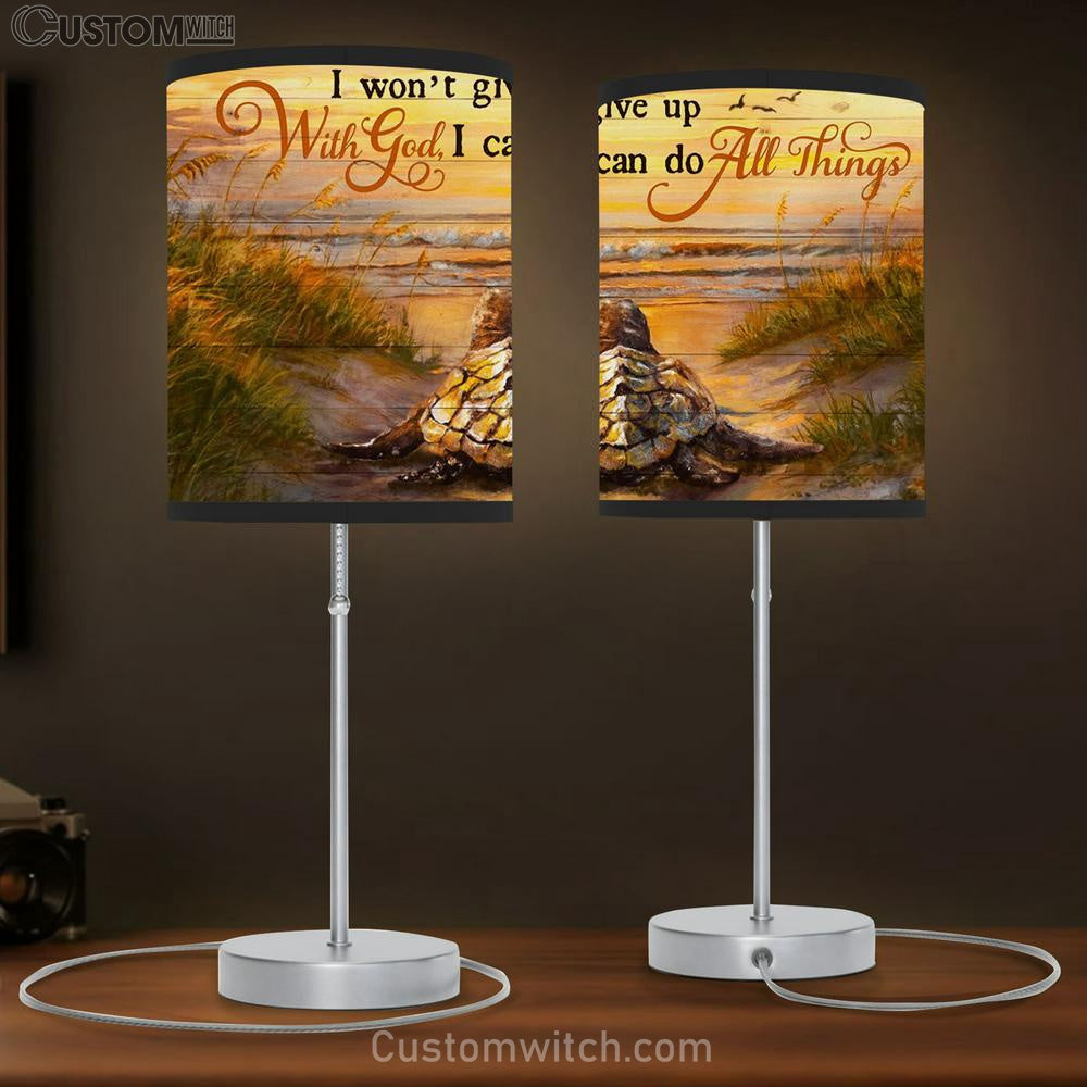 I Won't Give Up With God I Can Do All Things Turtle Beach Large Table Lamb Art - Christian Lamb Gift Home Decor - Religious Table Lamb Prints