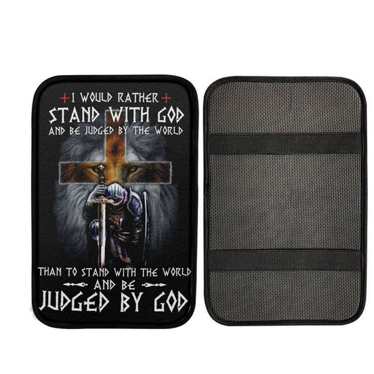 I Would Rather Stand With God Car Center Console Cover, Cross Car Interior Accessories