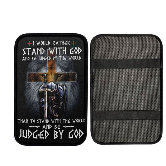 I Would Rather Stand With God Car Center Console Cover, Christian Car Armrest Accessories