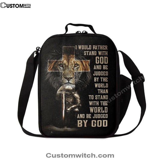 I Would Rather Stand With God Lunch Bag, Lion Of Judah Cross Warrior Lunch Bag, Christian Lunch Bag, Religious Lunch Box For School, Picnic
