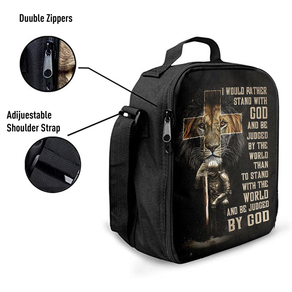 I Would Rather Stand With God Lunch Bag, Lion Of Judah Cross Warrior Lunch Bag, Christian Lunch Bag, Religious Lunch Box For School, Picnic