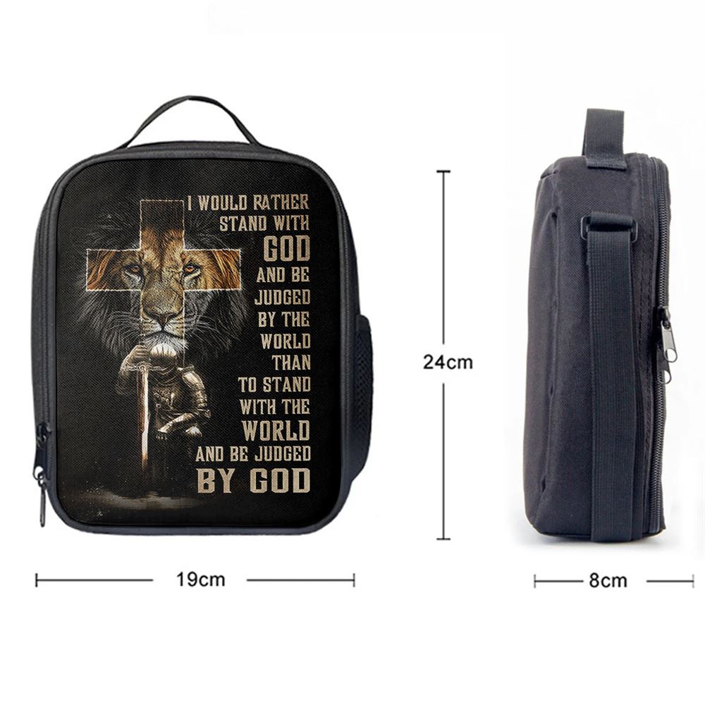 I Would Rather Stand With God Lunch Bag, Lion Of Judah Cross Warrior Lunch Bag, Christian Lunch Bag, Religious Lunch Box For School, Picnic