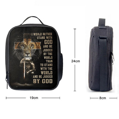 I Would Rather Stand With God Lunch Bag, Lion Of Judah Cross Warrior Lunch Bag, Christian Lunch Bag, Religious Lunch Box For School, Picnic