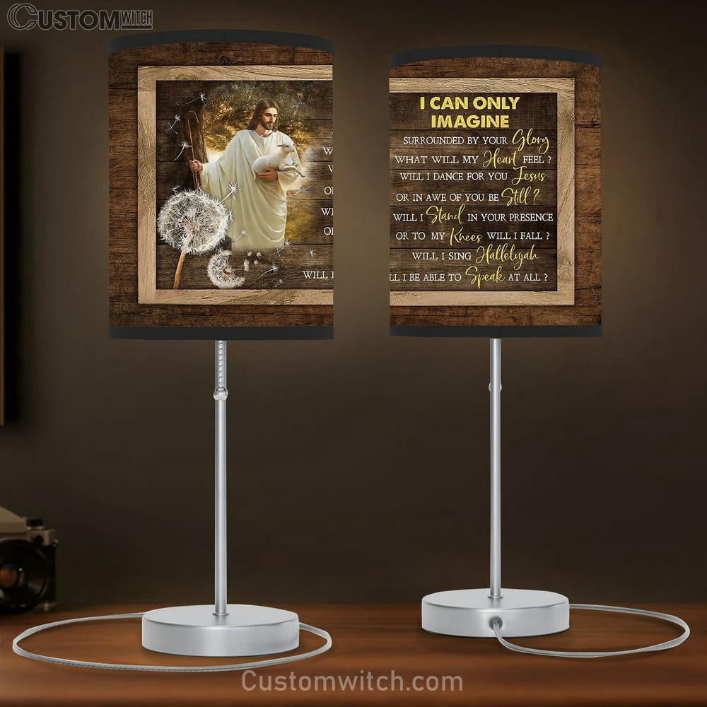 I can only imagine Table Lamb - Dandelion Jesus With a Lamb Table Lamb Gift - Bible Verse Table Lamb - Religious Bedroom Decor