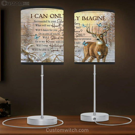 I can only imagine Deer Butterfly Table Lamb Gift - Bible Verse Table Lamb - Religious Bedroom Decor