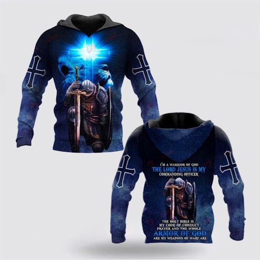 I'm A Warrior Of God Knight Christian God Jesus 3D Hoodies For Women Men, God 3D Printed Hoodie, Christian Apparel Hoodies