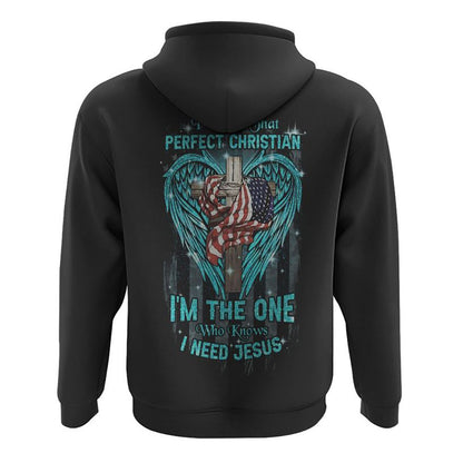 I'm Not That Perfect Christian Wings Cross Flag All Over Print 3D Hoodie, Christian Hoodie, Christian Sweatshirt, Bible Verse Shirt