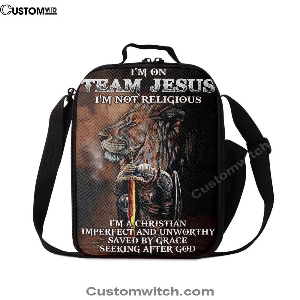 I'm On Team Jesus Lunch Bag, Lion & Warrior Lunch Bag, Christian Lunch Bag, Religious Lunch Box For School, Picnic