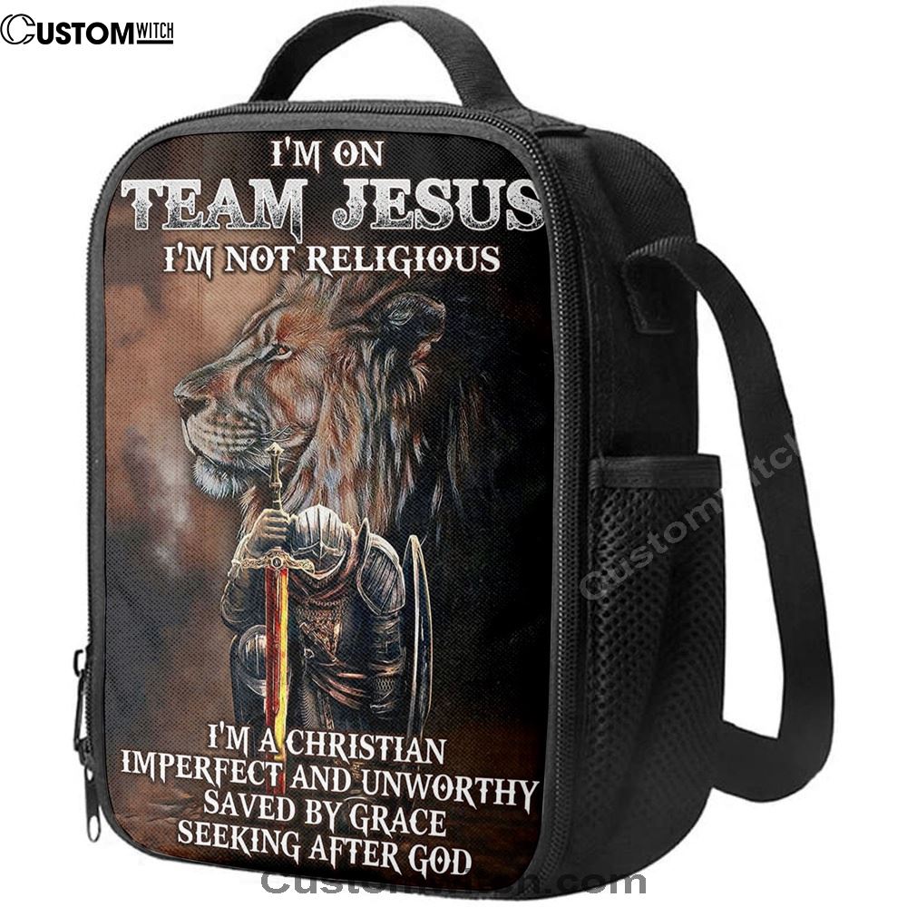 I'm On Team Jesus Lunch Bag, Lion & Warrior Lunch Bag, Christian Lunch Bag, Religious Lunch Box For School, Picnic