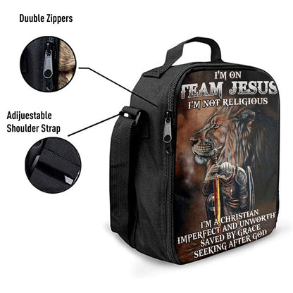 I'm On Team Jesus Lunch Bag, Lion & Warrior Lunch Bag, Christian Lunch Bag, Religious Lunch Box For School, Picnic