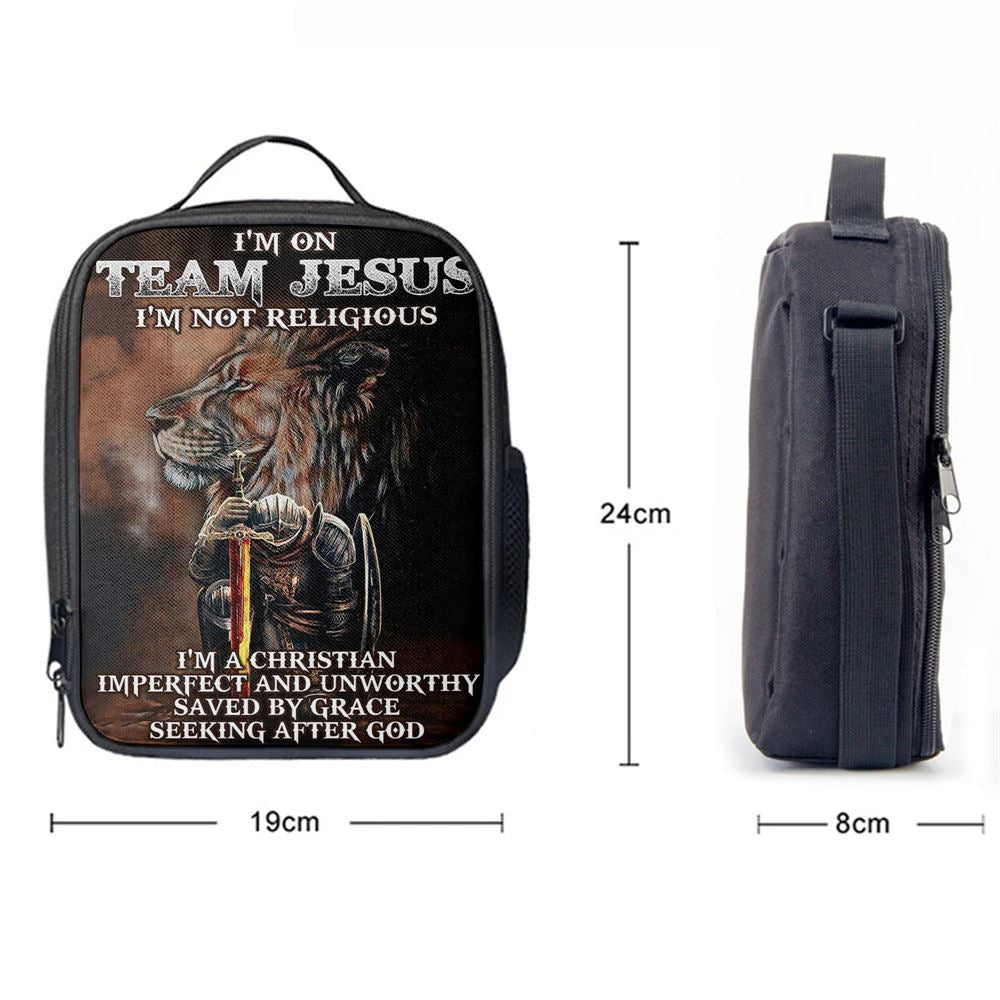 I'm On Team Jesus Lunch Bag, Lion & Warrior Lunch Bag, Christian Lunch Bag, Religious Lunch Box For School, Picnic