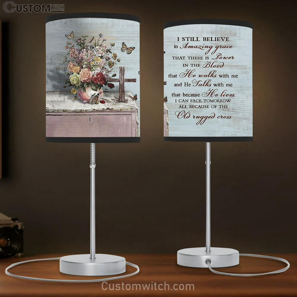 I still believe in grace Brilliant flower vase Table Lamb Gift - Bible Verse Table Lamb - Religious Bedroom Decor