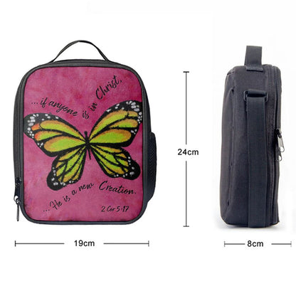 If Anyone Is In Christ He Is A New Creation Butterfly Lunch Bag, Christian Lunch Bag, Religious Lunch Box For School, Picnic