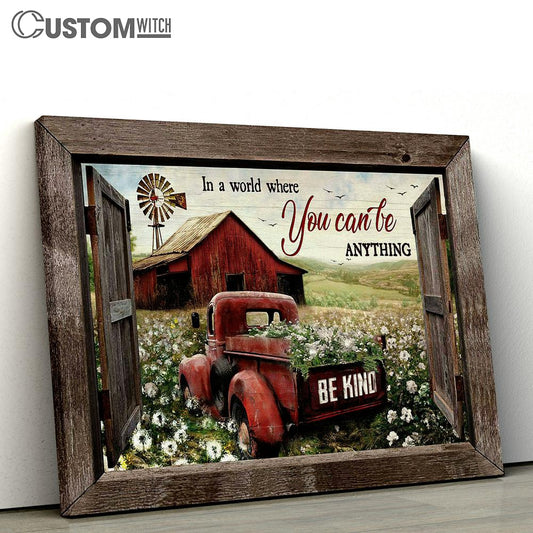 In A World Where You Can Be Anything Dandelion Field, Ladybug Car Wall Art Canvas - Christian Wall Art - Religious Art