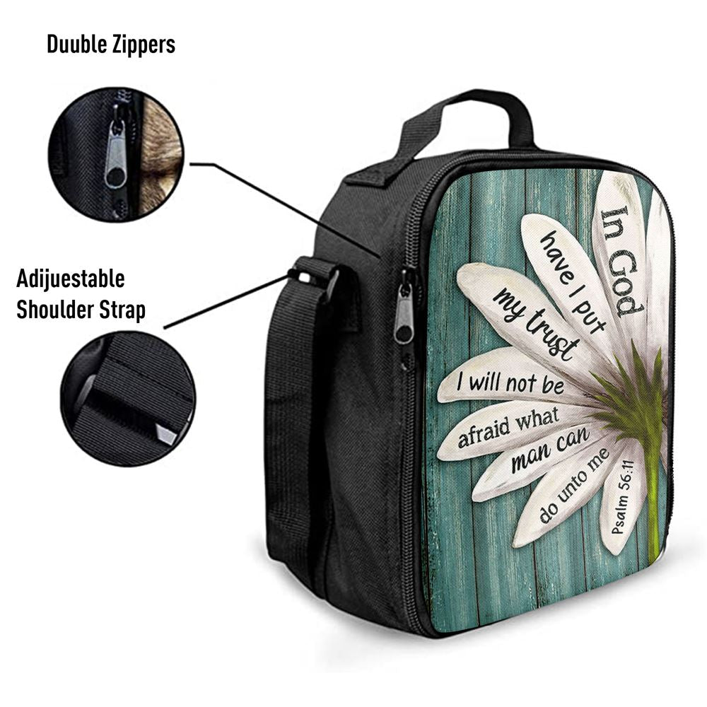 In God Have I Put My Trust Lily Flower Lunch Bag, Christian Lunch Bag, Religious Lunch Box For School, Picnic