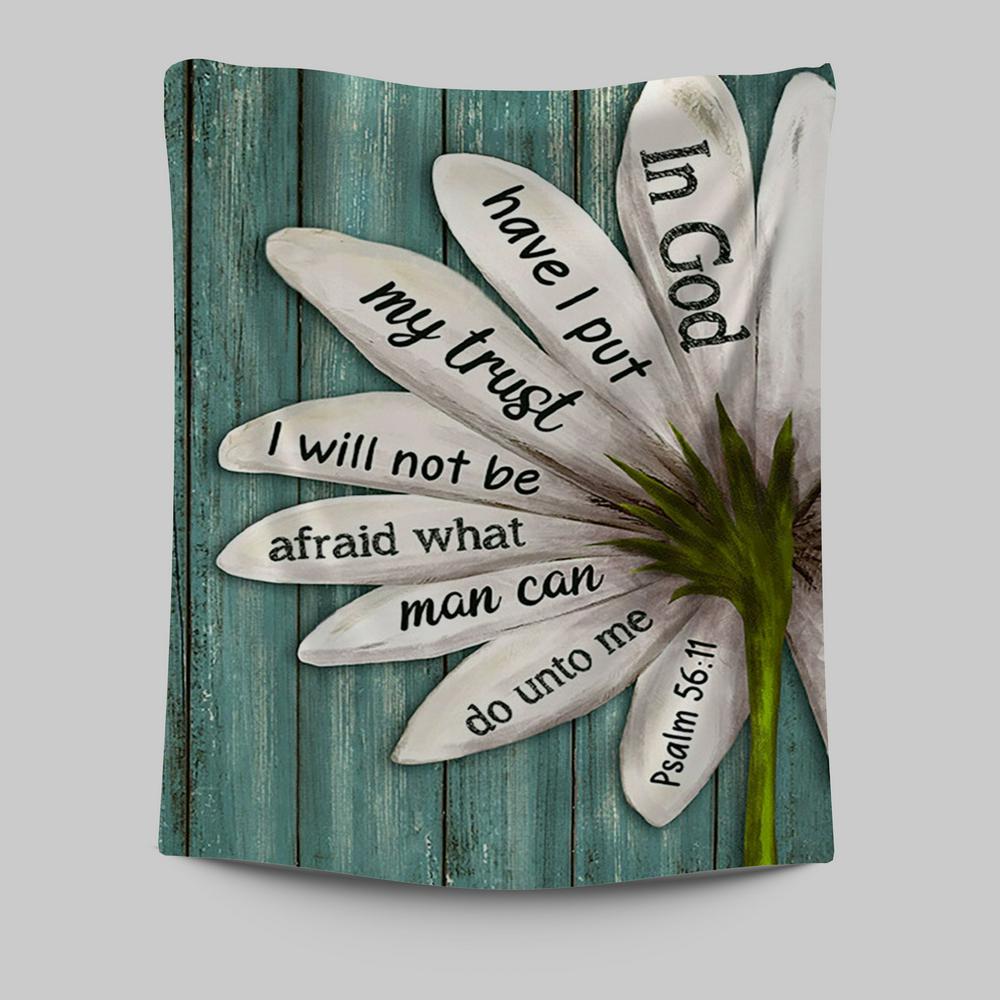 In God Have I Put My Trust Lily Flower Tapestry Art - Bible Verse Wall Art - Christian Inspirational Wall Decor