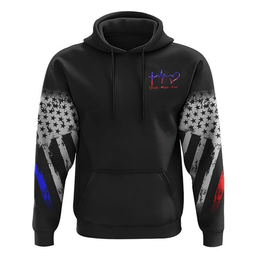 In God We Trust Police Firefighter Wings All Over Print 3D Hoodie, Christian Hoodie, Christian Sweatshirt, Bible Verse Shirt