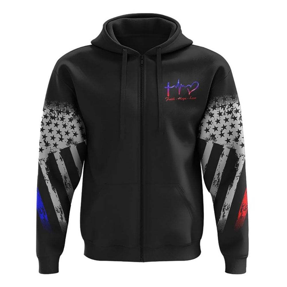 In God We Trust Police Firefighter Wings All Over Print 3D Hoodie, Christian Hoodie, Christian Sweatshirt, Bible Verse Shirt
