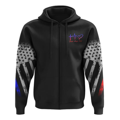 In God We Trust Police Firefighter Wings All Over Print 3D Hoodie, Christian Hoodie, Christian Sweatshirt, Bible Verse Shirt