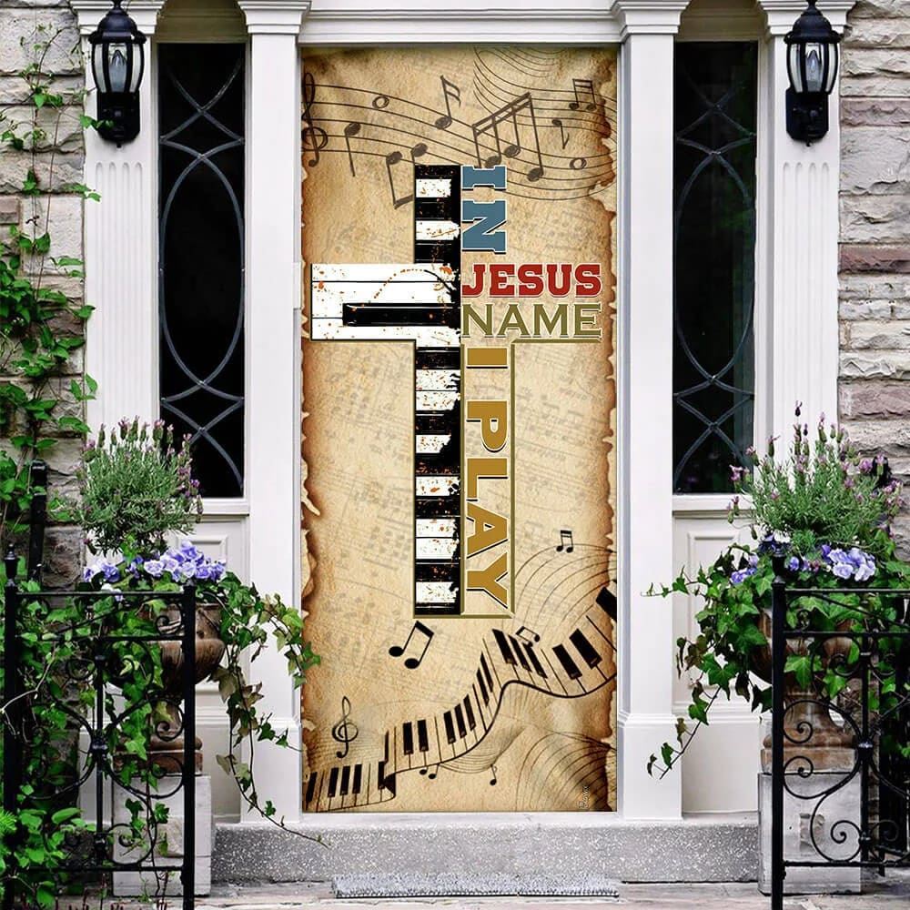 In Jesus Name I Play Piano Door Cover, Christian Door Decor, Door Christian Church, Christian Door Plaques
