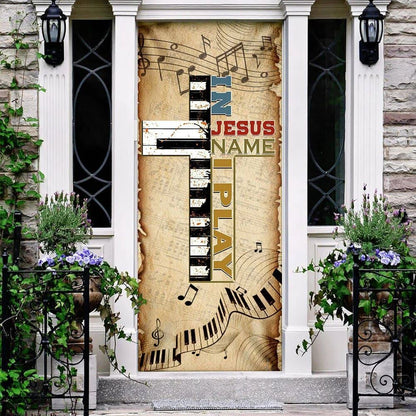 In Jesus Name I Play Piano Door Cover, Christian Door Decor, Door Christian Church, Christian Door Plaques