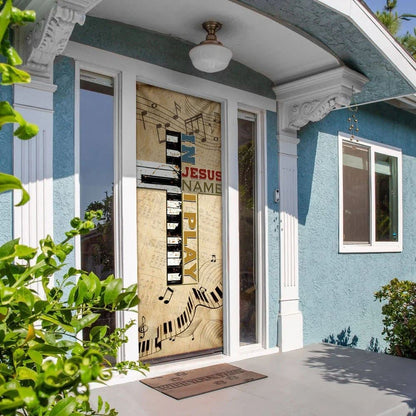 In Jesus Name I Play Piano Door Cover, Christian Door Decor, Door Christian Church, Christian Door Plaques