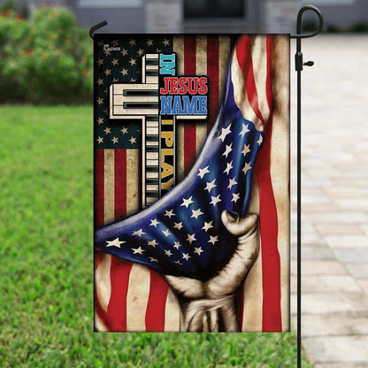 In Jesus Name I Play Piano Flag, Outdoor Christian House Flag, Christian Flag, Scripture Flag, Garden Banner